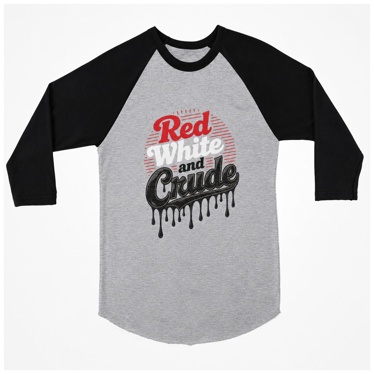 Red, White & Crude Baseball Tee - Smoke