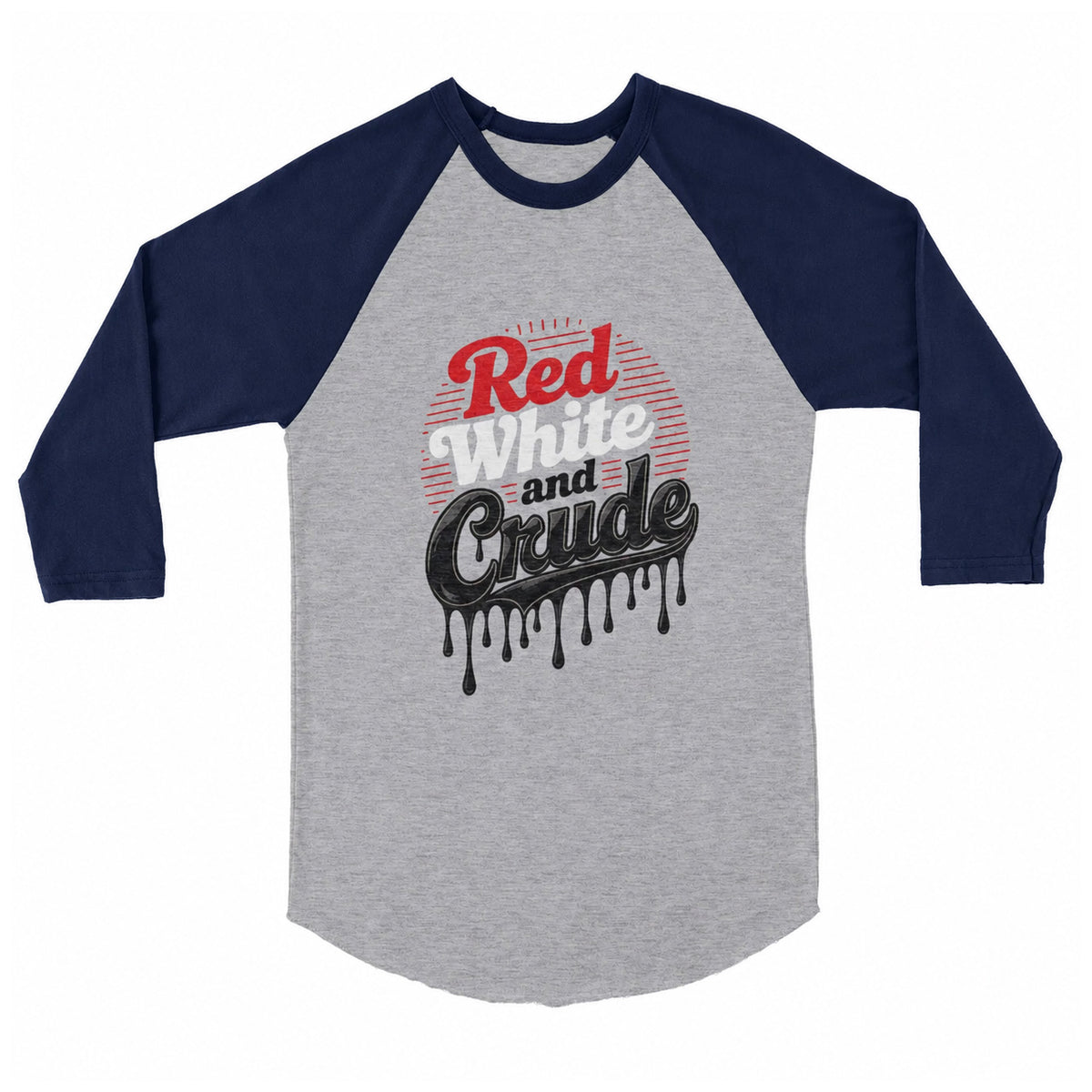 Red, White & Crude Baseball Tee - Smoke