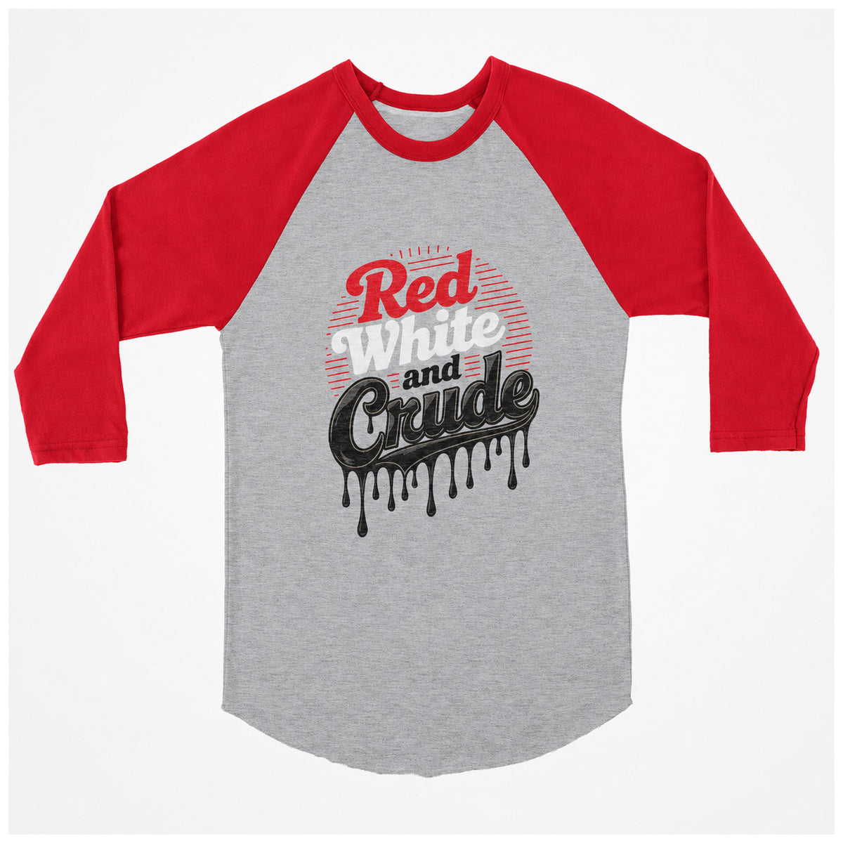 Red, White & Crude Baseball Tee - Smoke